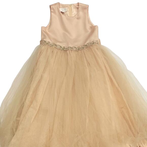 VTG Jessica McClintock Satin Tulle Dress, Embroidered, Flower Girl Dress, 10 - Picture 3 of 14